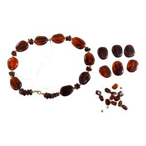 Vintage Baltic Amber Beaded Necklace Gold-Tone Clasp & Loose Beads NEEDS REPAIR